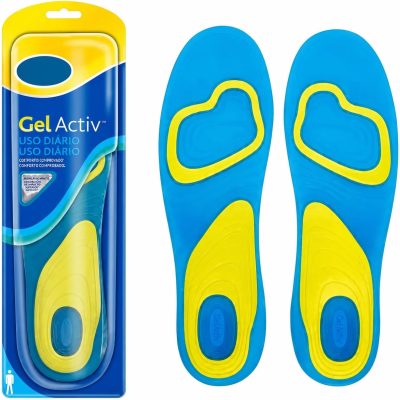 Palmilha de Gel Macia Ortopédica Silicone Confortável Anti Impacto Conforto Pé 1 Par Azul/Amarelo Tamanho 38-42 Alta Absorção