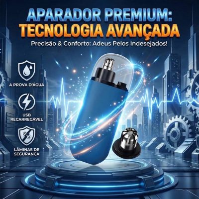 Aparador de Pelos Premium Nariz, Orelha, Bigode e Ouvido Recarregável USB